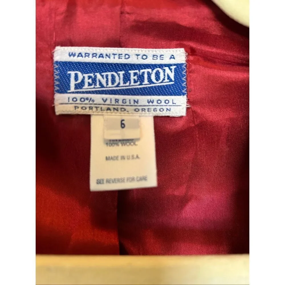 Pendleton Women’s Red Wool Blazer Jacket Size 6 100% Virgin Wool Made in USA